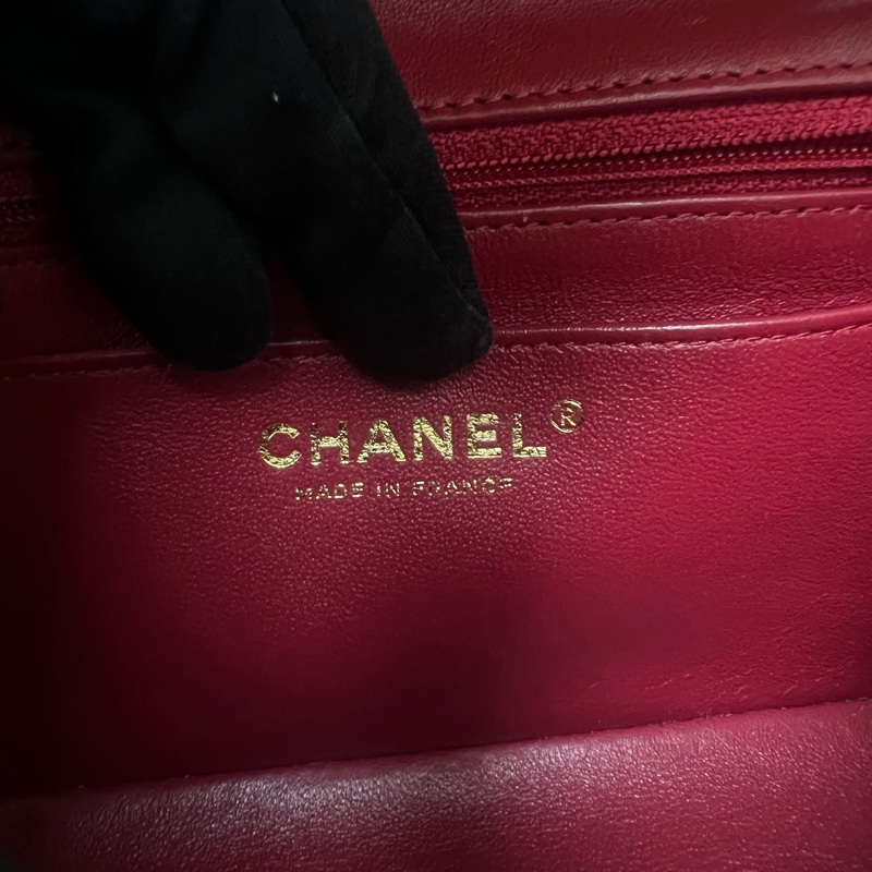 Chanel mini cf 20 紅色經典翻蓋包-15