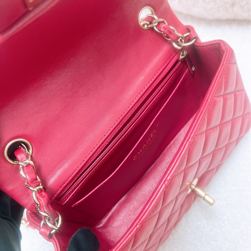 Chanel mini cf 20 紅色經典翻蓋包-16