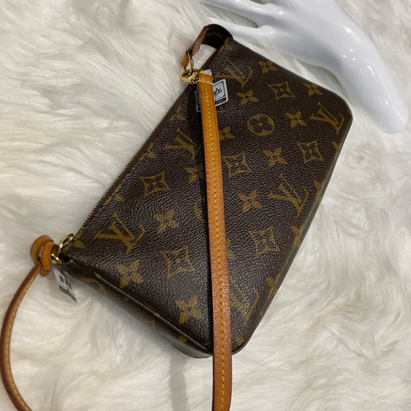 lv 老花現代款大麻將/原始/植鞣革老花無破無裂/內里乾淨/17年/麻將包大號。-3