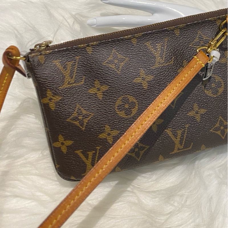 lv 老花現代款大麻將/原始/植鞣革老花無破無裂/內里乾淨/17年/麻將包大號。-4