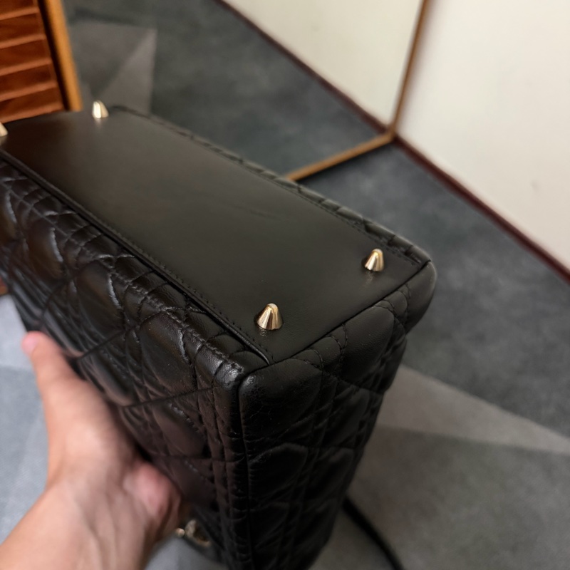 Dior Lady五格羊皮黑色黛妃包-5