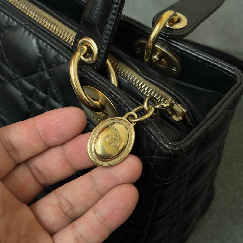 Dior Lady五格羊皮黑色黛妃包-10