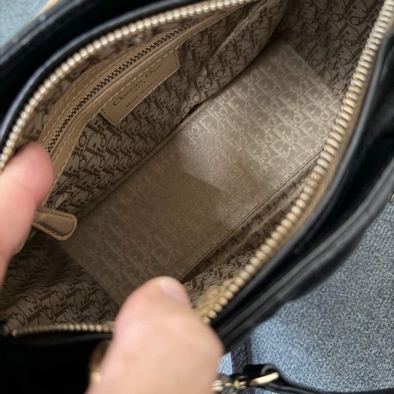 Dior Lady五格羊皮黑色黛妃包-11