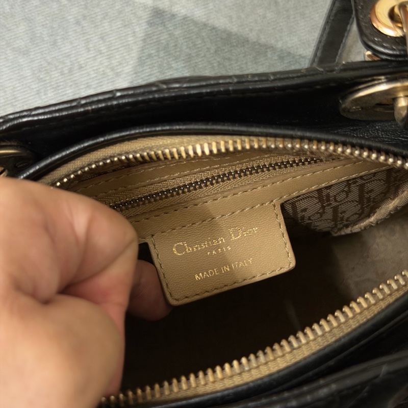 Dior Lady五格羊皮黑色黛妃包-13