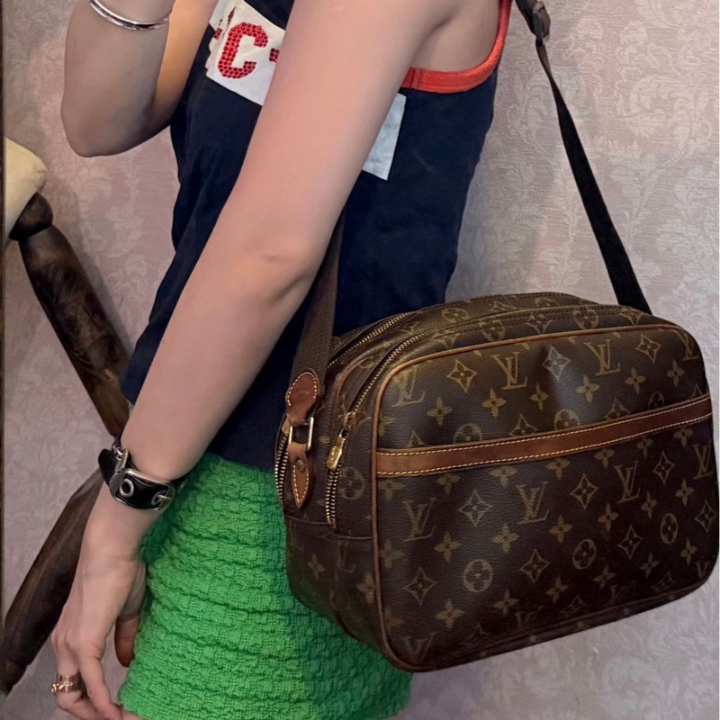 路易威登郵差包 側背包 斜背包 托特包 Louis Vuitton  LV Reporter PM 老花 記者包 經典 中古包 也是熱門包  老花帆布 bag 復古包 古董包-1