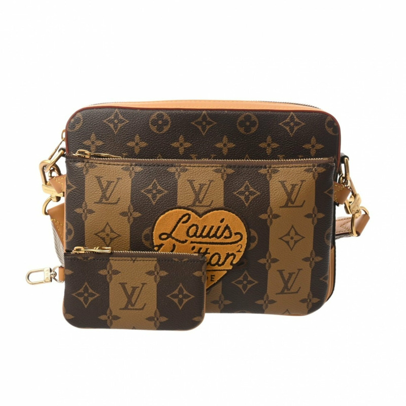 路易威登 (LOUIS VUITTON) Monogram Stripe Trio Messenger NIGO Collaboration Brown M45965 女士帆布單肩包 A 級二手 Ginzo-1