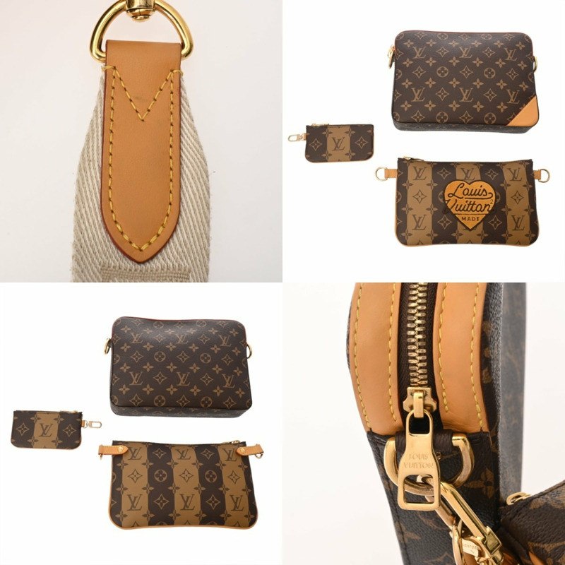 路易威登 (LOUIS VUITTON) Monogram Stripe Trio Messenger NIGO Collaboration Brown M45965 女士帆布單肩包 A 級二手 Ginzo-8