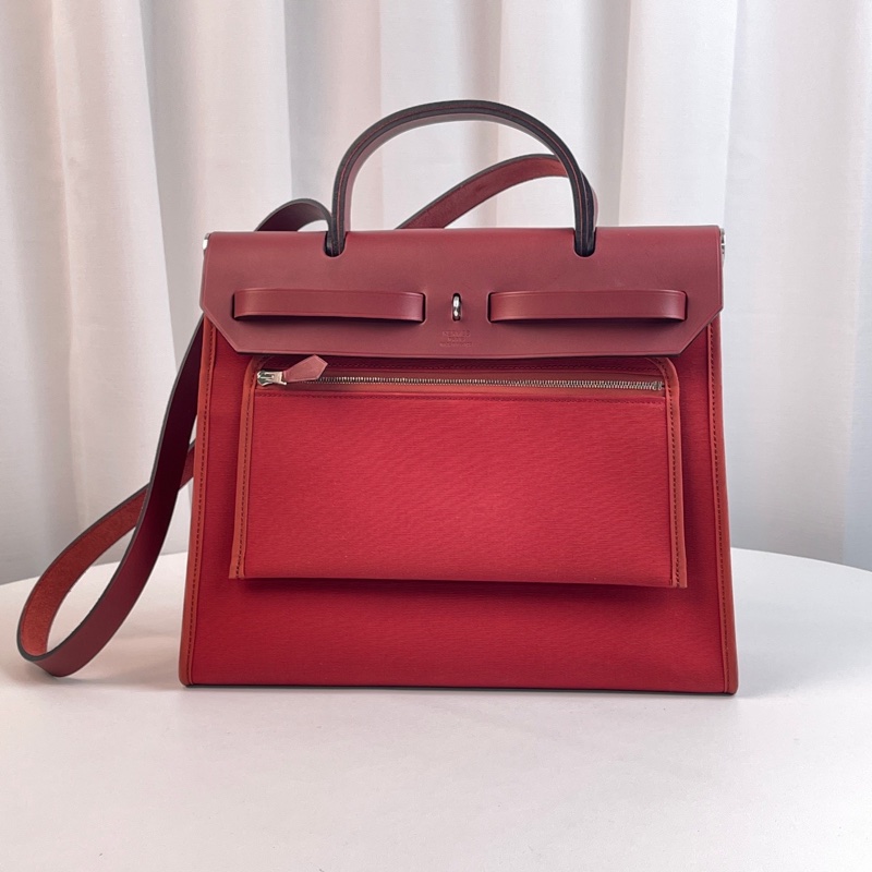 愛馬仕herbag  31寸 紅色帆布-1
