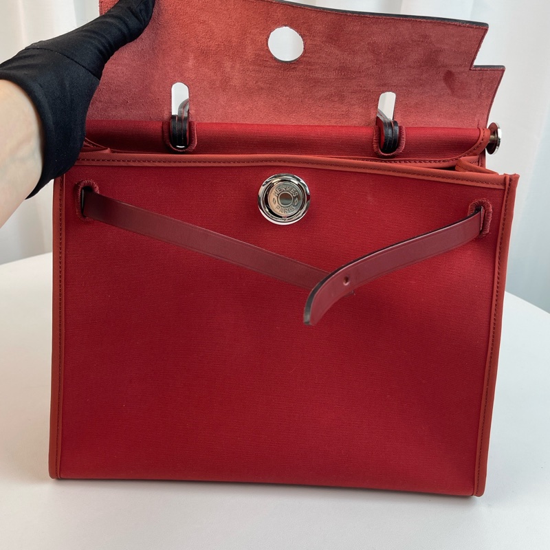 愛馬仕herbag  31寸 紅色帆布-6