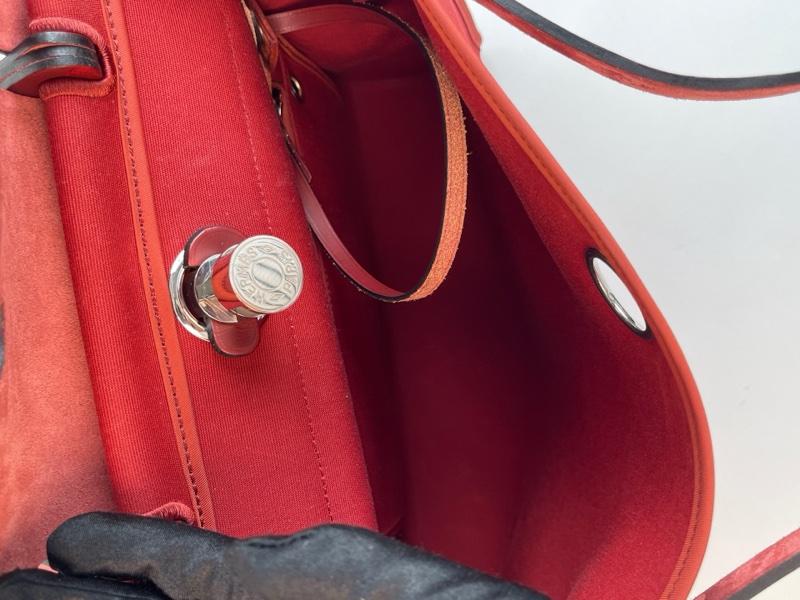 愛馬仕herbag  31寸 紅色帆布-7