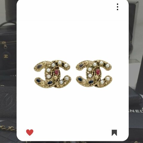 🛍️🎁 26 🔥 4月新品上架 💘新款 香奈兒 Chanel 金色仿珍珠彩色寶石耳環🔥 香奈兒熱賣款 香奈兒經典款 耳環 CHANEL EARRING