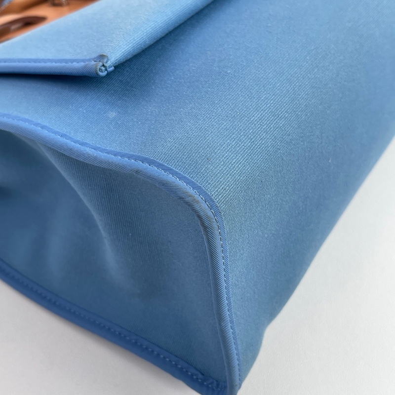 愛馬仕herbag 31  藍色帆布拼棕色皮蓋 銀扣-4