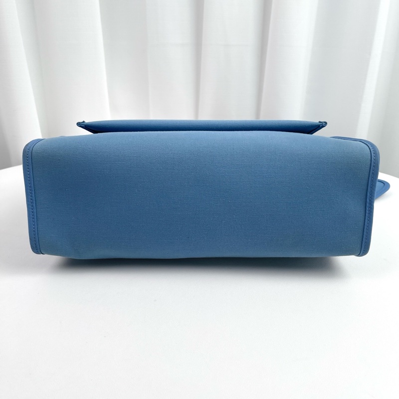 愛馬仕herbag 31  藍色帆布拼棕色皮蓋 銀扣-6