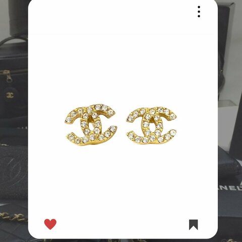 🛍️🎁 26 🔥 4月新品上架 💘 香奈兒 Chanel 金色水鑽CC耳環🔥 香奈兒熱賣款 香奈兒經典款 耳環 CHANEL EARRING