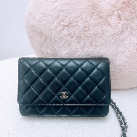 Chanel woc 黑銀羊皮鏈條包