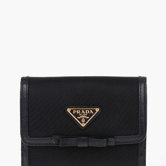 💎Han's house精品服飾💎PRADA 三角鐵牌 尼龍 牛皮 三折 零錢袋 短夾-2