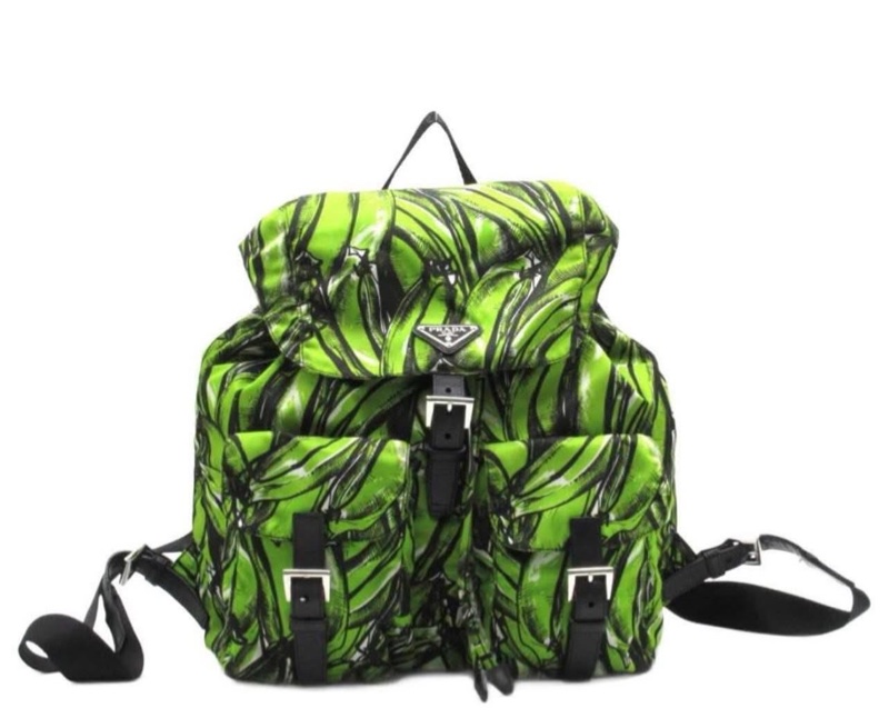 Prada 牌尼龍Saffiano 中型香蕉印花背包，-18