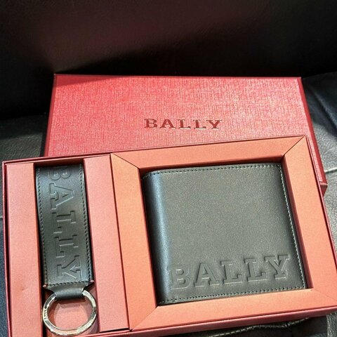 💎Han's house精品服飾💎Bally 小牛皮 卡夾 短夾 加 匙扣 套裝禮盒 意大利製