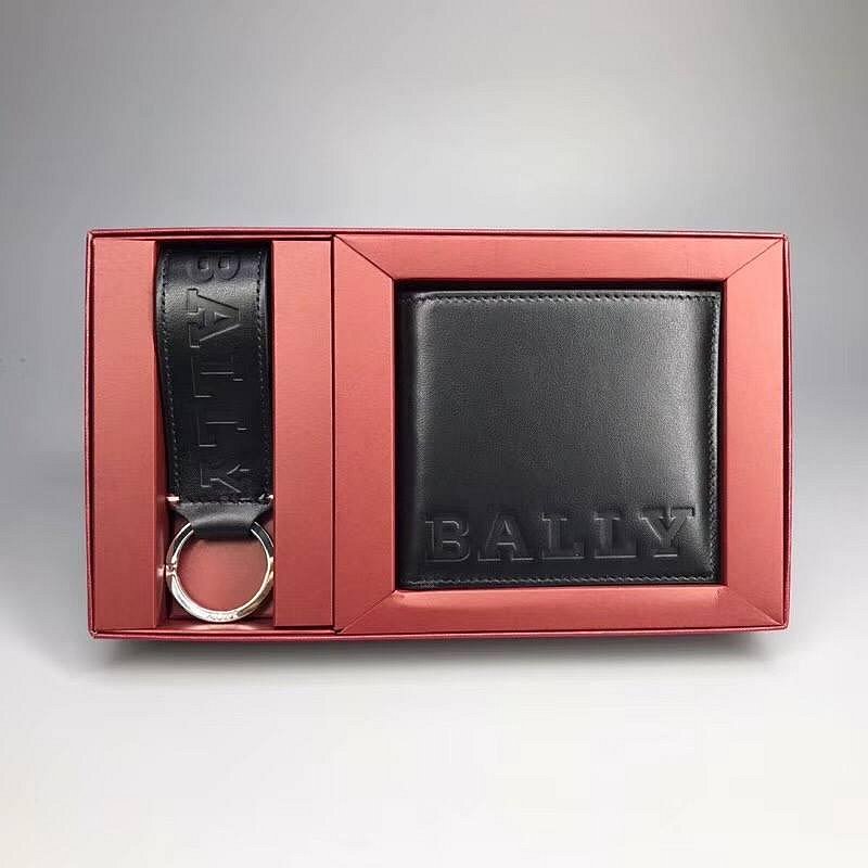 💎Han's house精品服飾💎Bally 小牛皮 卡夾 短夾 加 匙扣 套裝禮盒 意大利製-1