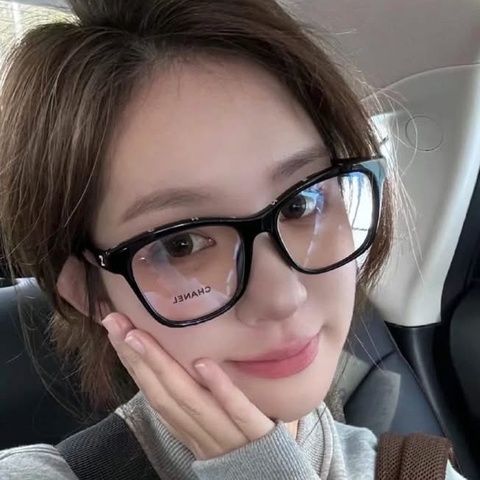 Chanel 平光黑框眼鏡 GD同款 銀色小Logo ♡