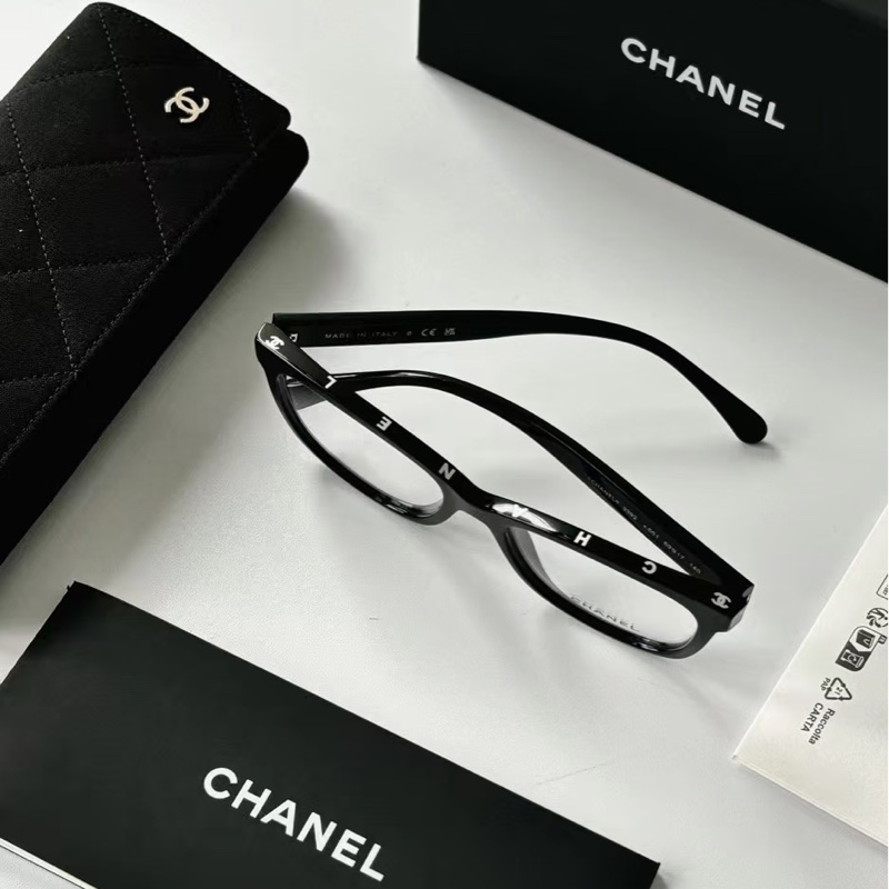 Chanel 平光黑框眼鏡 GD同款 銀色小Logo ♡-3