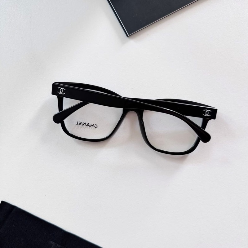 Chanel 平光黑框眼鏡 GD同款 銀色小Logo ♡-4