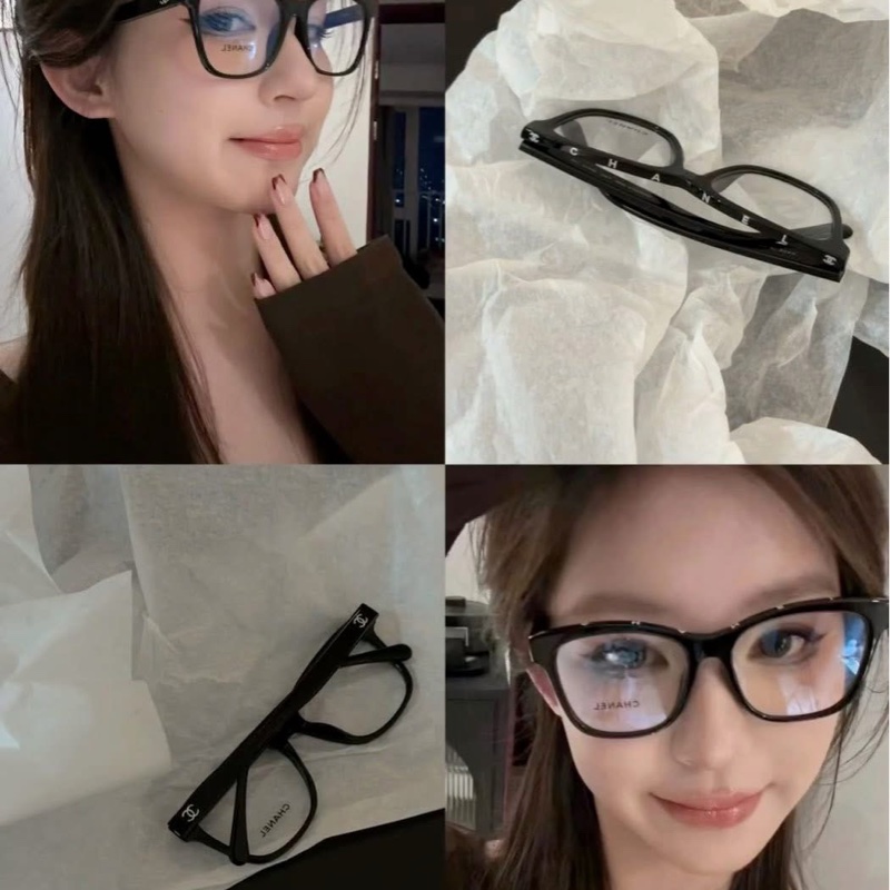 Chanel 平光黑框眼鏡 GD同款 銀色小Logo ♡-6