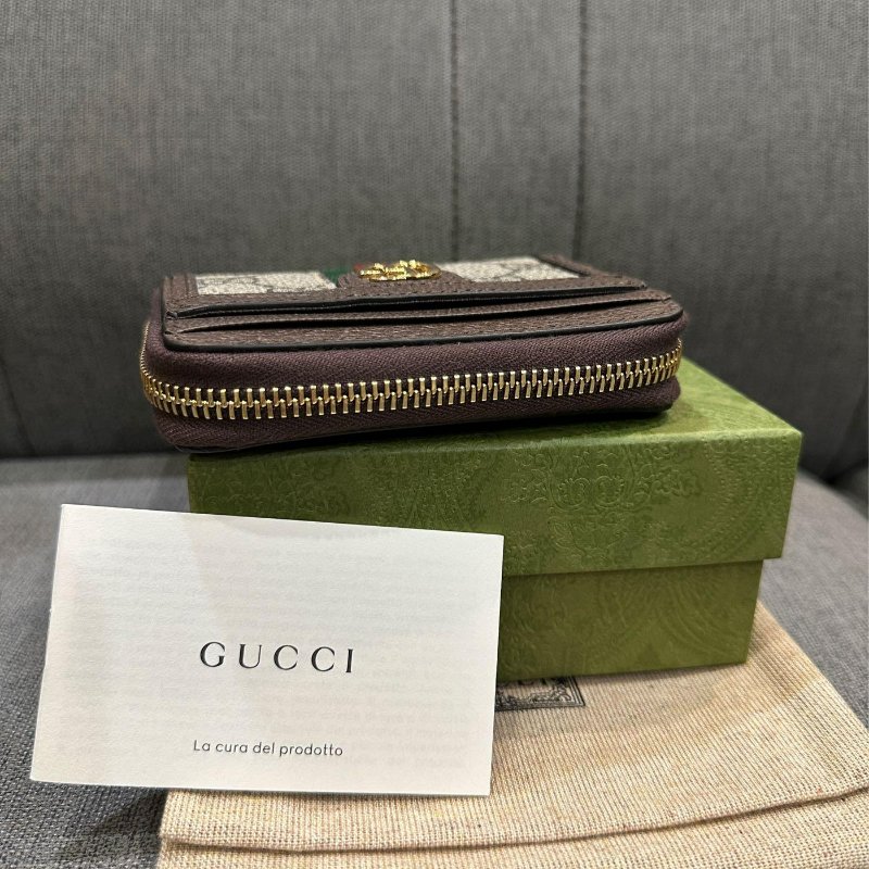 💎Han's house精品服飾💎GUCCI GG 牛皮 綠紅零錢包 相片 證件套 信用卡悠遊卡名片夾 錢包 658552-3