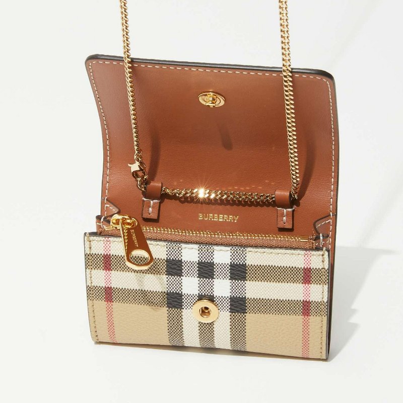 💎Han's house精品服飾💎 BURBERRY 格紋 LOGO 鏈條 卡 零錢 包 現貨 原價22300-2