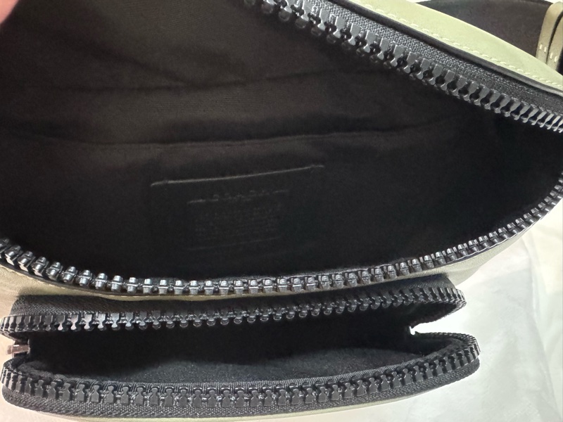 COACH 男款RACER小牛皮滑面皮革雙拉鍊置物腰包-軍綠-2