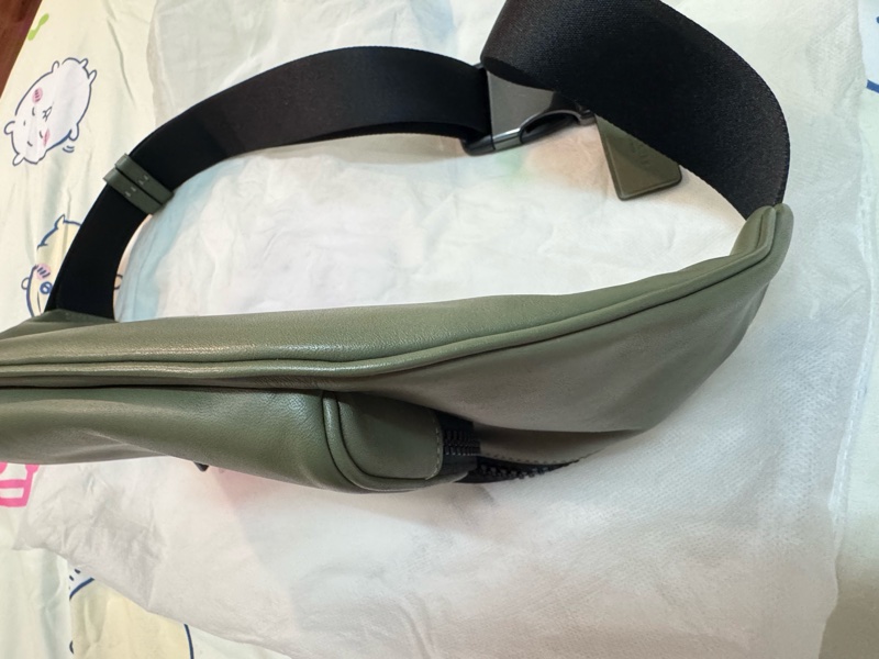 COACH 男款RACER小牛皮滑面皮革雙拉鍊置物腰包-軍綠-7