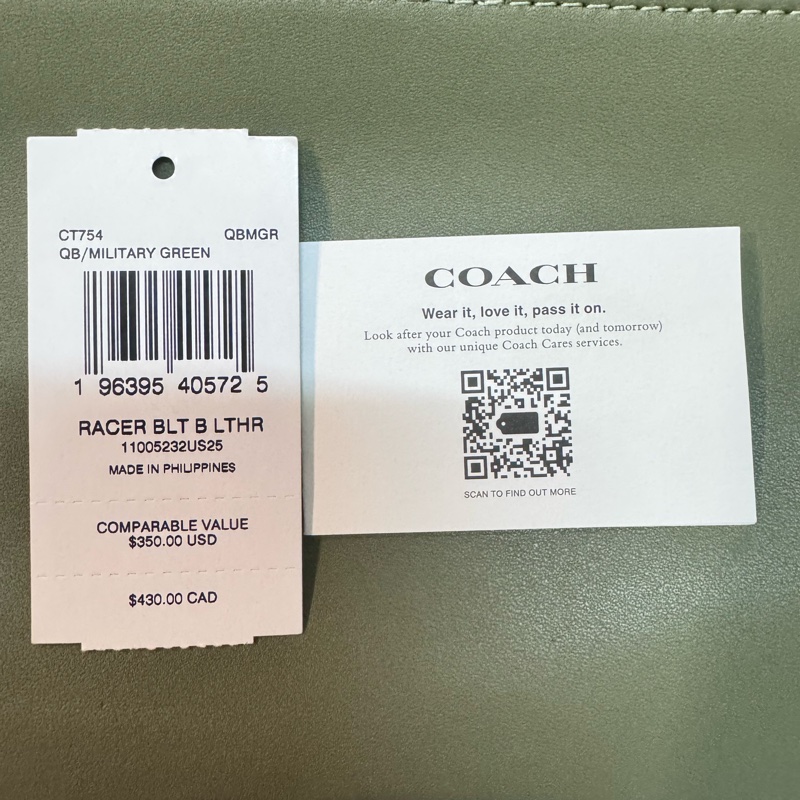 COACH 男款RACER小牛皮滑面皮革雙拉鍊置物腰包-軍綠-21