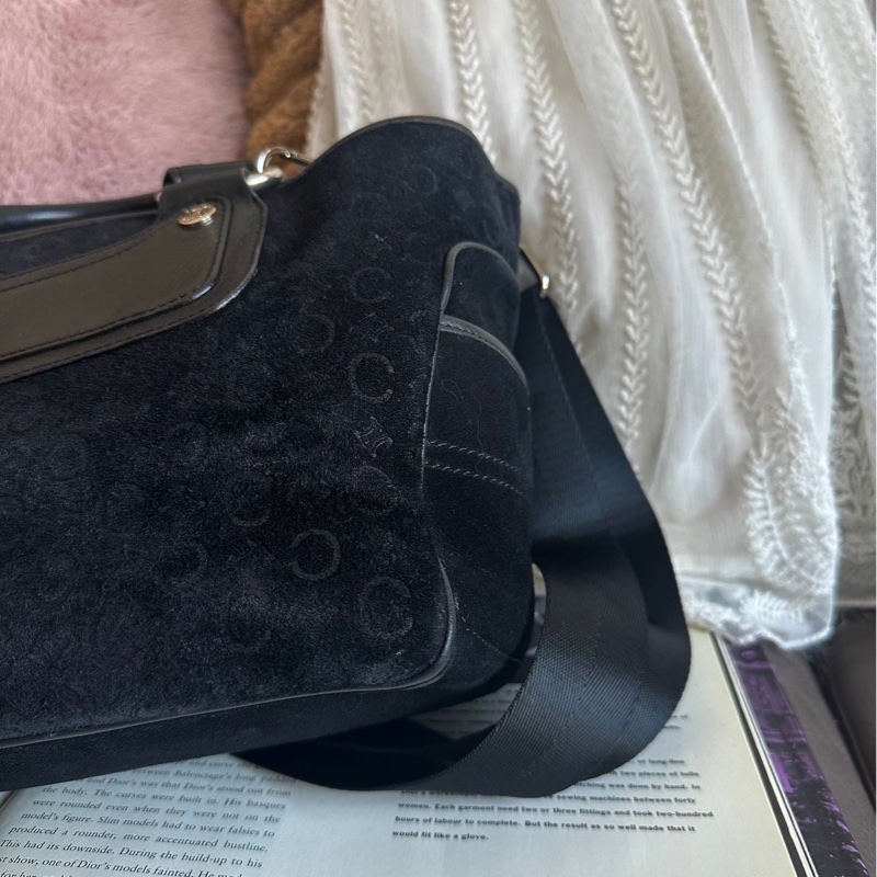 思琳 賽琳 復古黑色 老花 馬車 猄皮 腋下包 側背包 托特包 黑色皮革 側肩包 罕有 中古 老花包 古董包 中古包celine vintage triomphe bag black-11