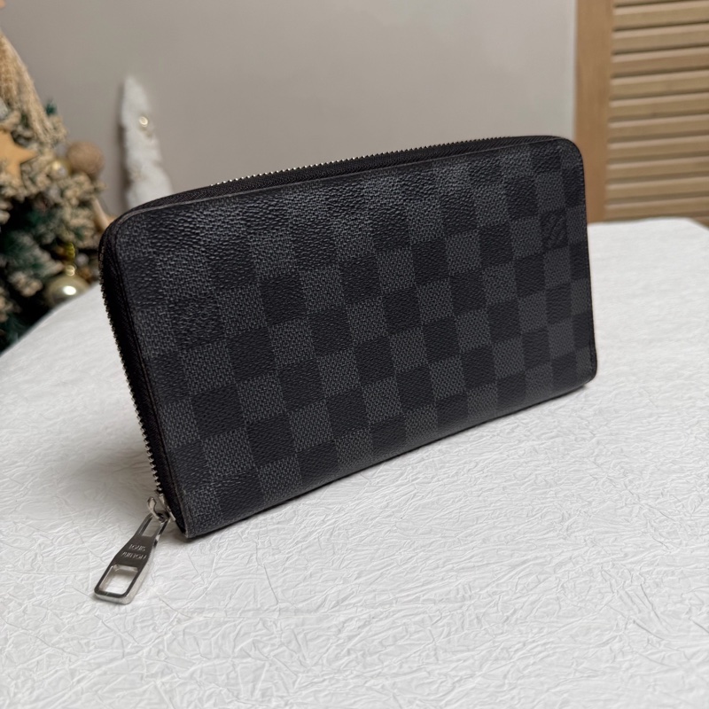 LV路易威登 黑棋盤格 長款 拉鍊錢包-2