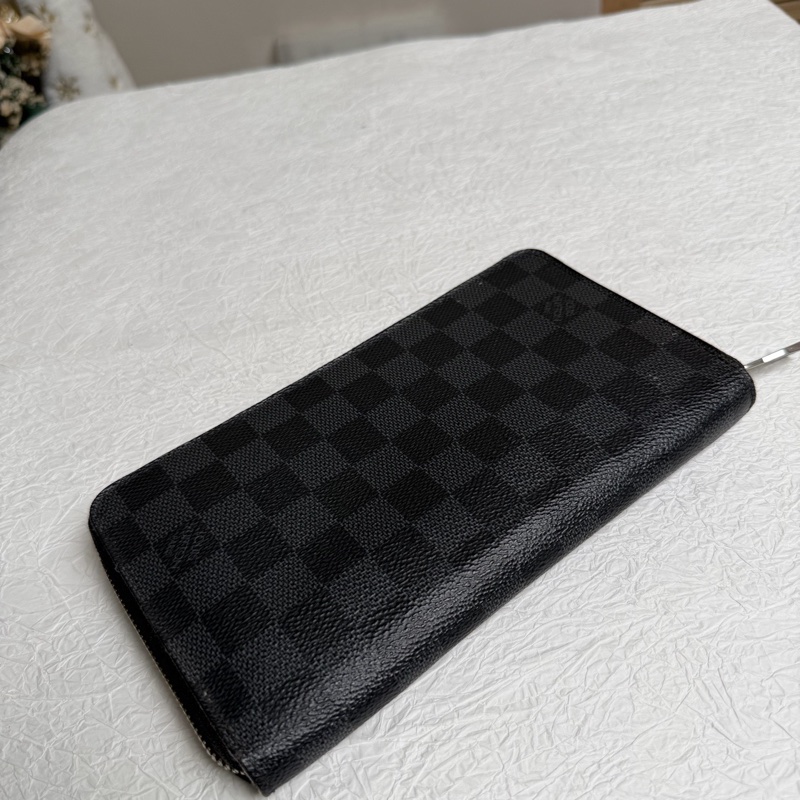 LV路易威登 黑棋盤格 長款 拉鍊錢包-3