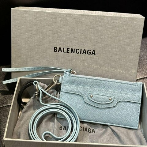 💎Han's house精品服飾💎Balenciaga 巴黎世家 機車 牛皮  頸掛包 卡夾 零錢包 8X13CM 原價16950