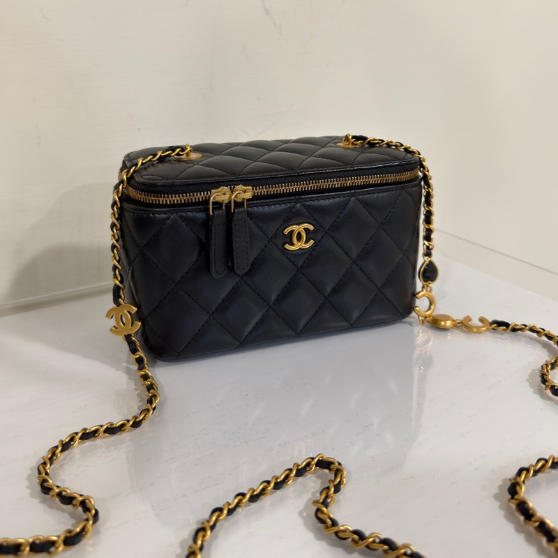 #稀有勳章皮穿肩帶 #超甜💰 香奈兒黑金長盒子斜挎包🈶鏡子-2