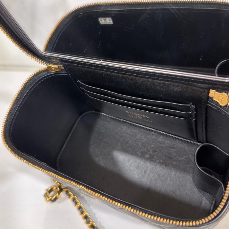 #稀有勳章皮穿肩帶 #超甜💰 香奈兒黑金長盒子斜挎包🈶鏡子-7