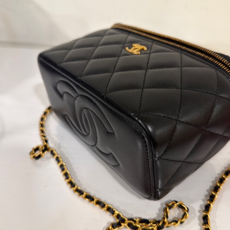 #稀有勳章皮穿肩帶 #超甜💰 香奈兒黑金長盒子斜挎包🈶鏡子-9