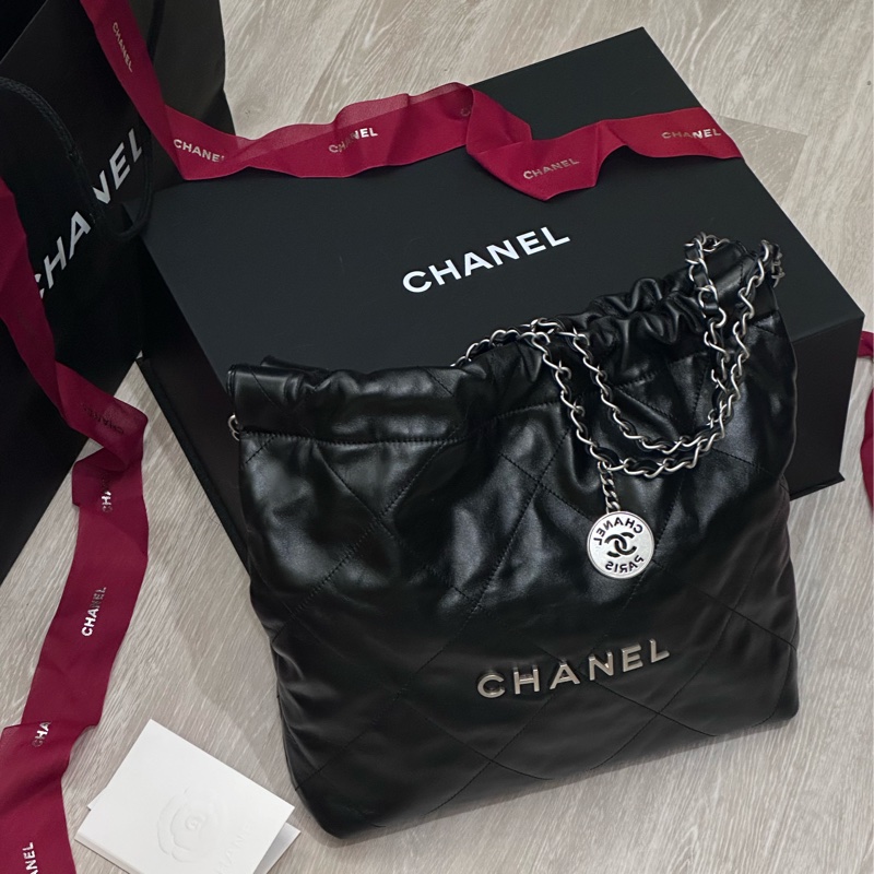 Chanel 22bag 小號黑銀 垃圾袋-1