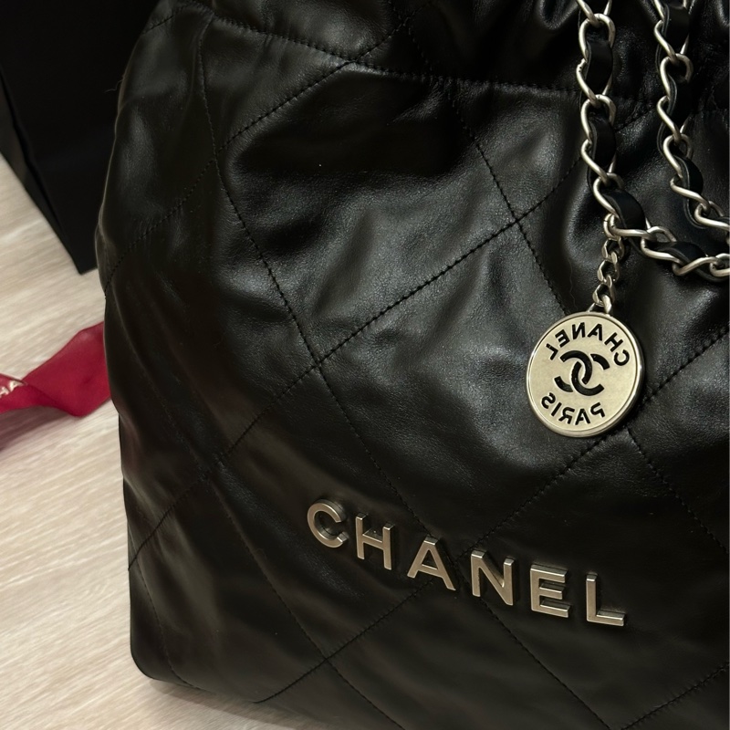 Chanel 22bag 小號黑銀 垃圾袋-2