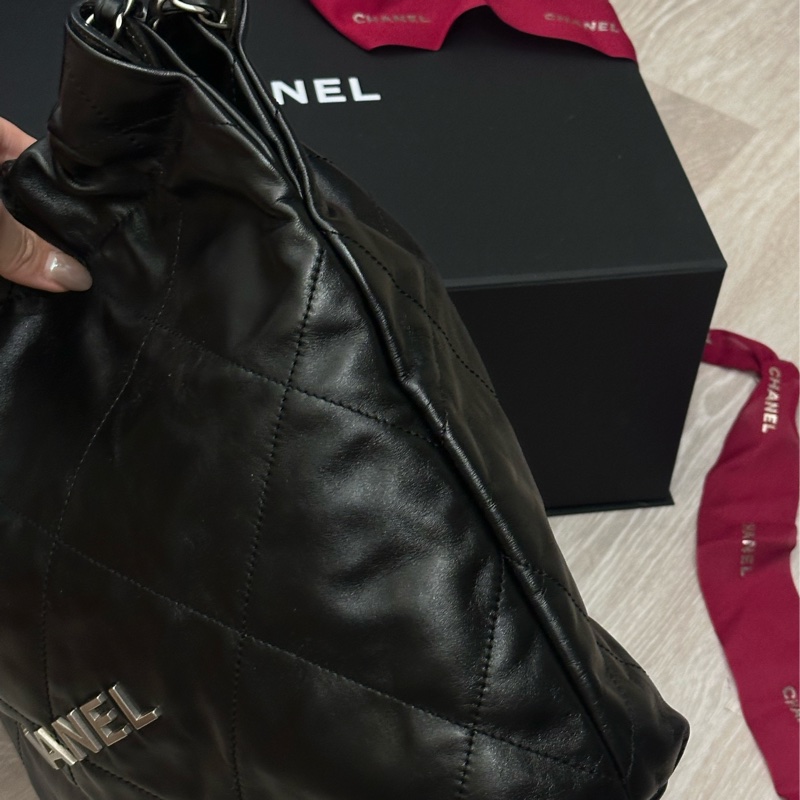 Chanel 22bag 小號黑銀 垃圾袋-3
