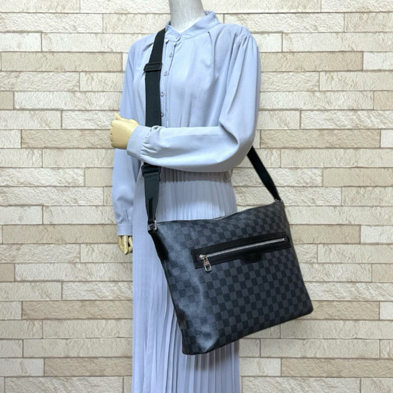Louis Vuitton Mick MM Damier Graphite 單背包，帆布 N41106，黑色，男士，二手。-1