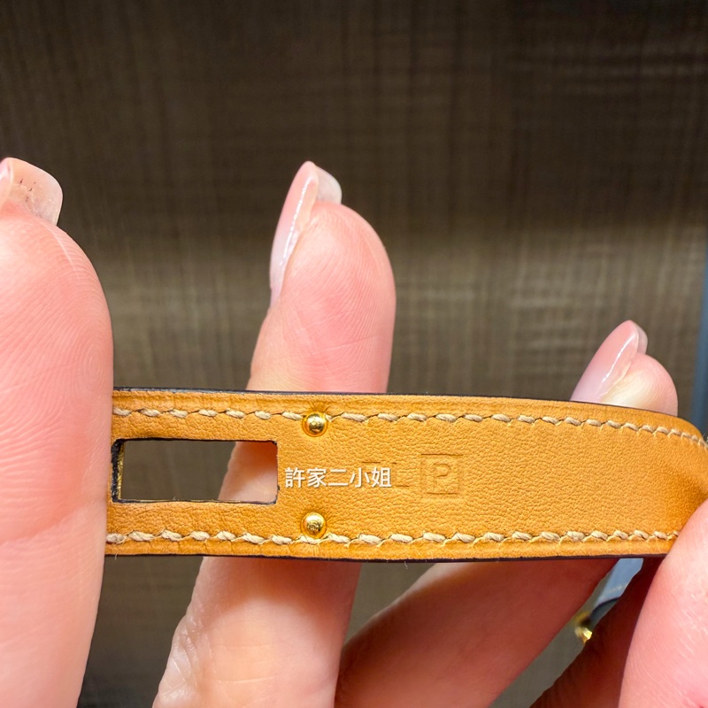 Hermes 97新 Kelly Double Tour金扣手環/似霧霾藍-5