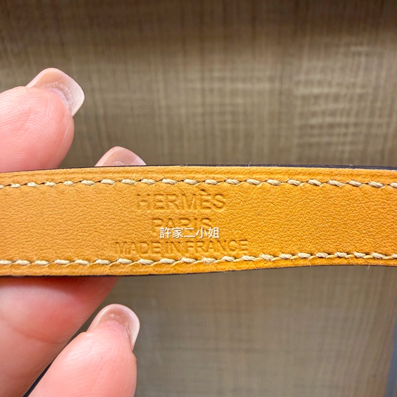 Hermes 97新 Kelly Double Tour金扣手環/似霧霾藍-6