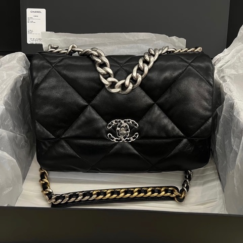 🈶購證 #全網最低💰 #芯片款 #閒置全配 香奈兒黑銀19bag中號30cm