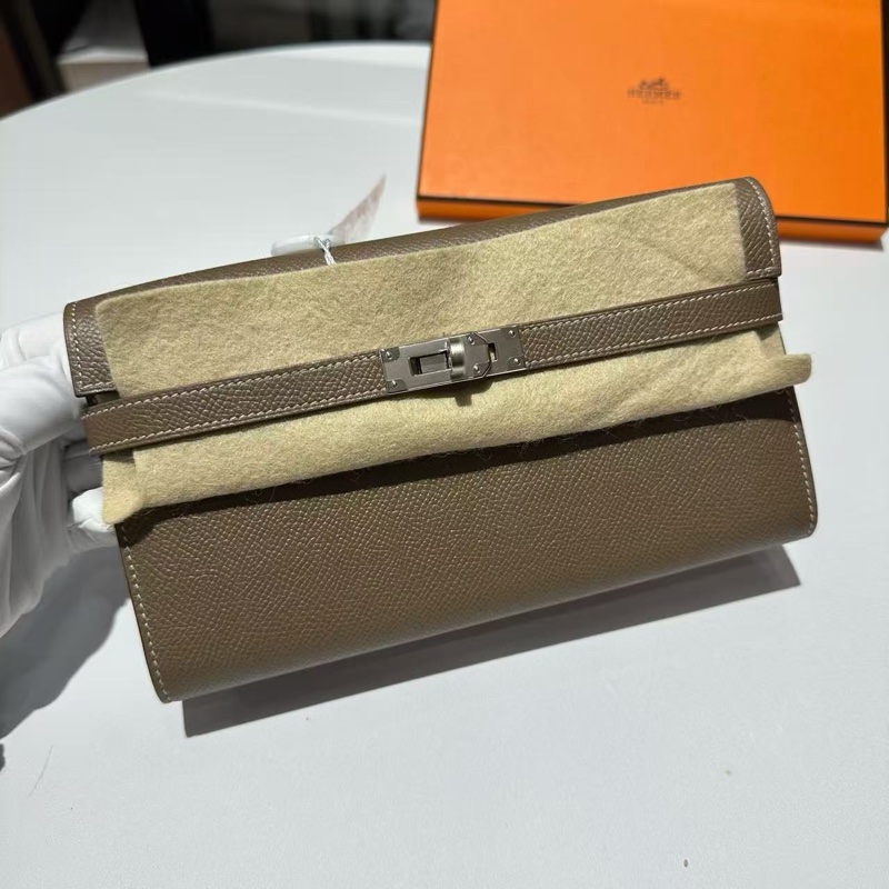 🌈Hermes🧡Kelly Wallet🧡大象灰銀扣🌟全新閒置🌈Epsom皮🌟kellywallet🌟kellylongwallet🌟kelly🌟長銀包🌟愛馬仕🌟-1