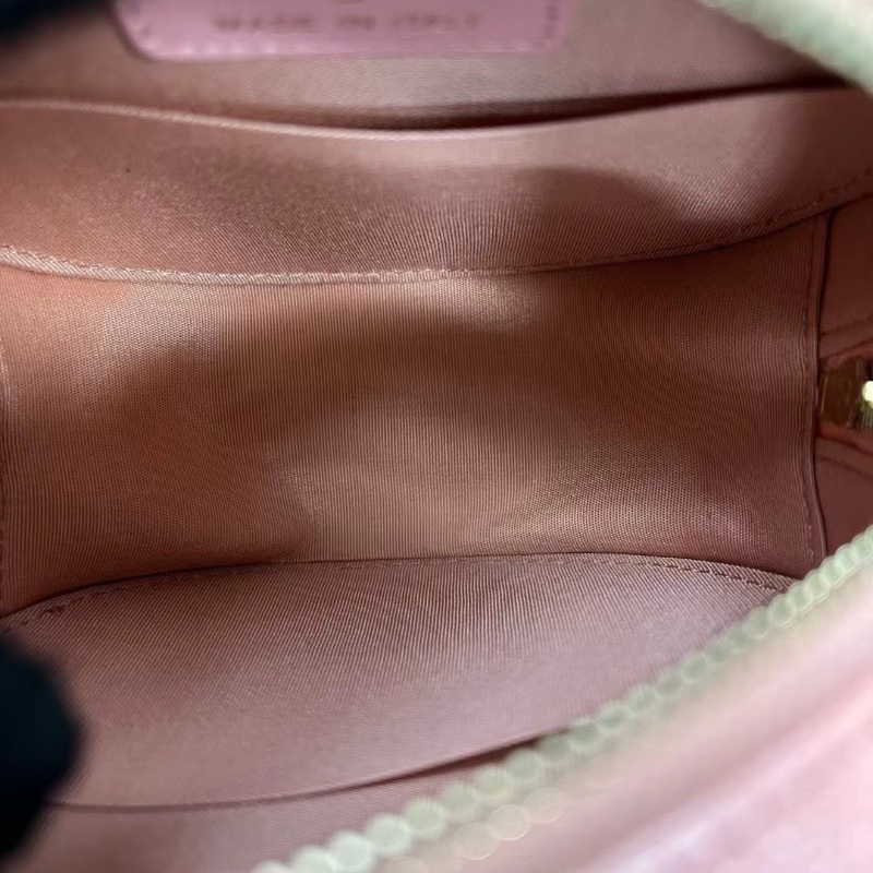 Chanel 羊皮人魚姬 珠光粉鏈條小圓餅12*12*5cm  98新配件保卡塵袋-1