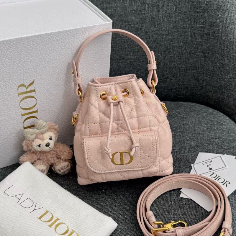DIOR Caro 水桶包 手提包 小號 胭脂粉13.5*15.5cm 99新配件塵袋 肩帶 盒子-2