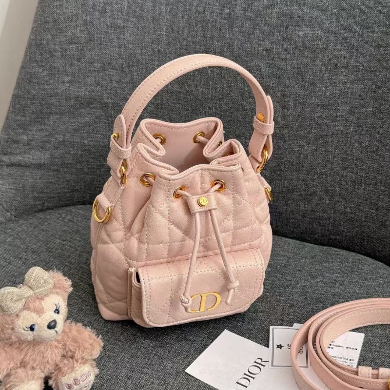 DIOR Caro 水桶包 手提包 小號 胭脂粉13.5*15.5cm 99新配件塵袋 肩帶 盒子-5